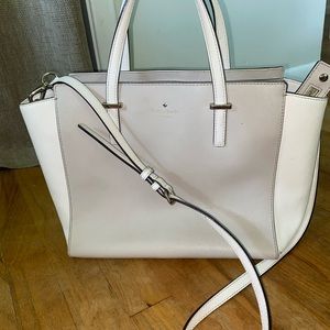 Kate Spade - White/Beige Leather Cedar Street Hayden Tote